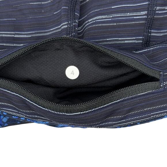 LULULEMON Pace Rival Crop 22" Size 4 Cyber Stripe Naval Blue Black - Picture 11 of 11